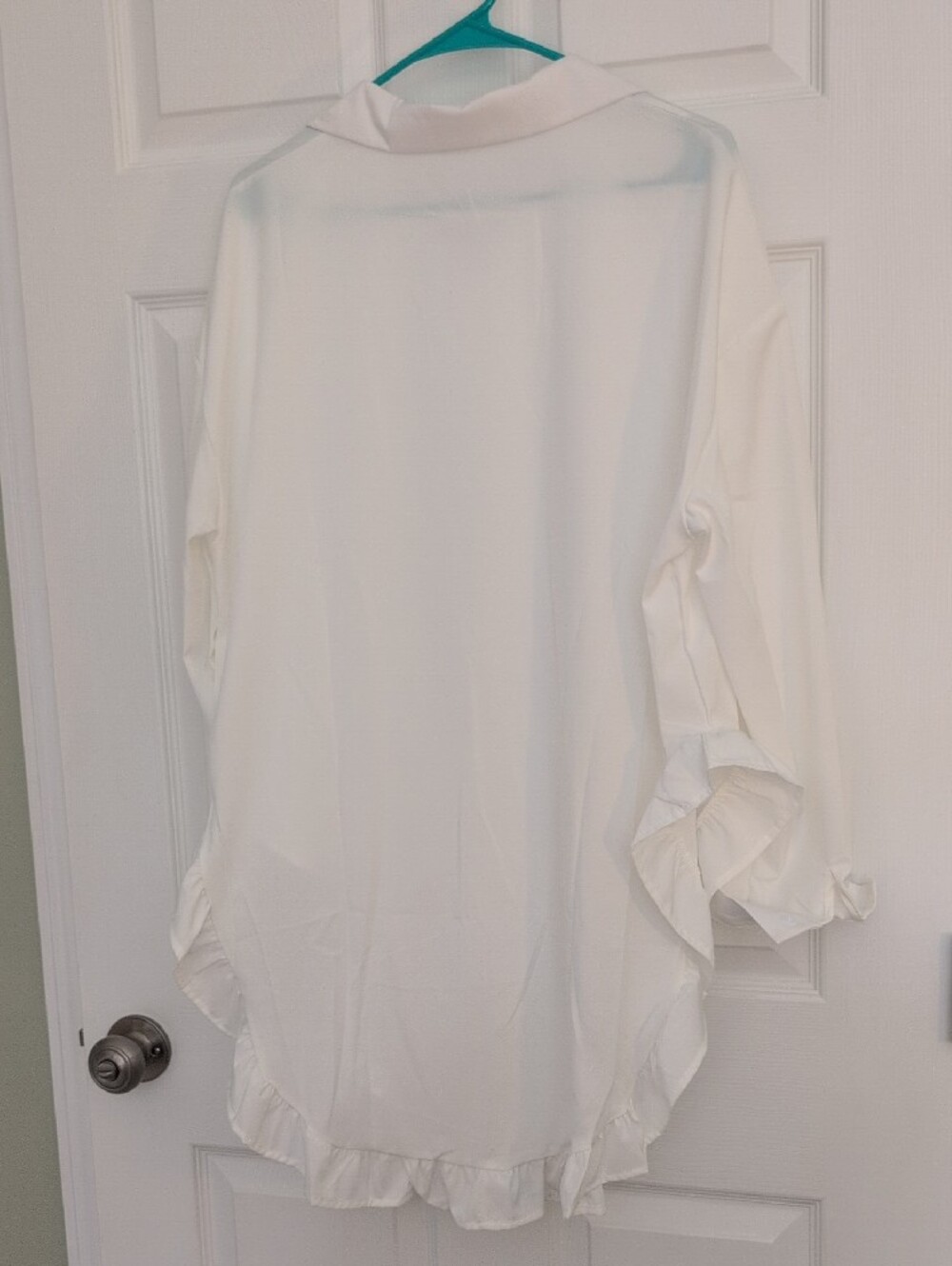 White Ruffled Button-Up Blouse - Picture 2 of 2